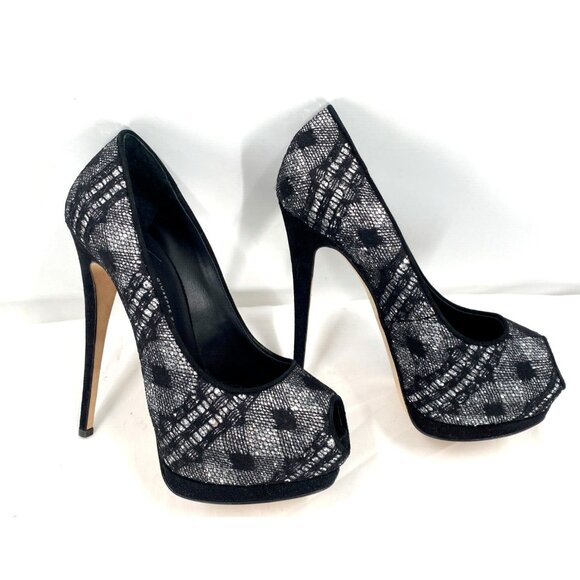 $995 GIUSEPPE ZANOTTI SHARON Black Crystals Glitter Platform Shoes Pumps Sz 39 - Picture 15 of 16